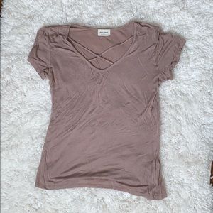 Tan Cross On Chest Shirt